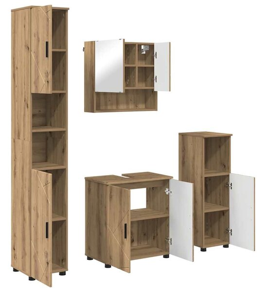 VidaXL Fürdőszoba bútor szett 4 pcs kézműves tölgy 61 x 35 x 64 cm