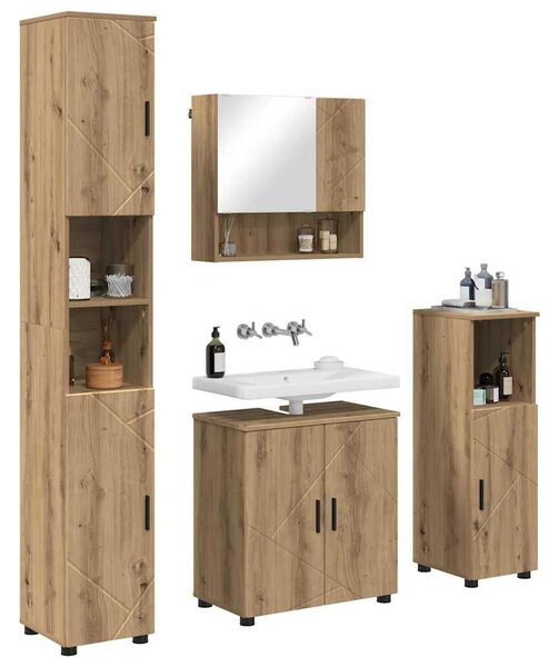 VidaXL Fürdőszoba bútor szett 4 pcs kézműves tölgy 61 x 35 x 64 cm