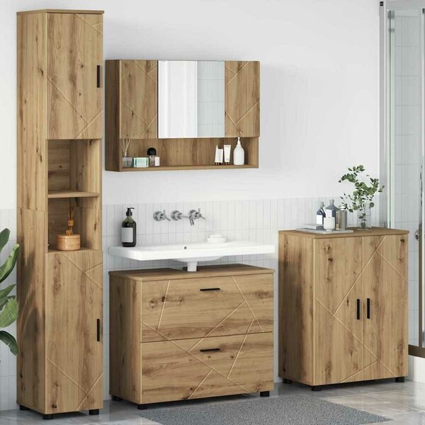 VidaXL Fürdőszoba bútor szett 4 db Artisan tölgy 35 x 30 x 192 cm