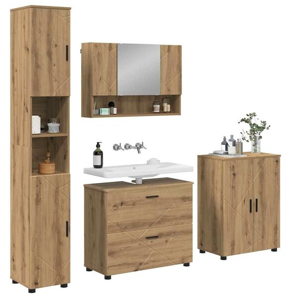VidaXL Fürdőszoba bútor szett 4 db Artisan tölgy 35 x 30 x 192 cm