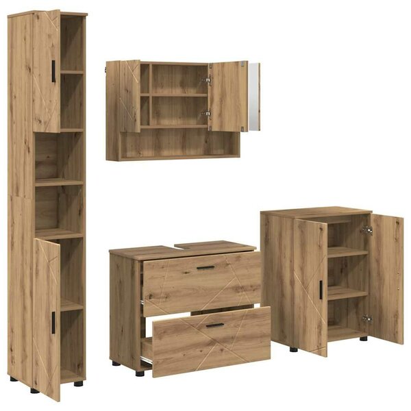 VidaXL Fürdőszoba bútor szett 4 db Artisan tölgy 35 x 30 x 192 cm