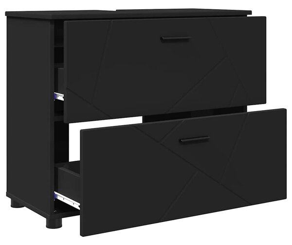 VidaXL Fürdőszoba bútor szett 3 pcs Fekete 76.5 x 35 x 64 cm Faanyag