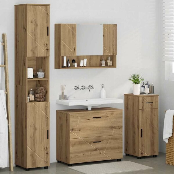 VidaXL Fürdőszoba bútor szett 4 db Artisan tölgy 35 x 30 x 192 cm