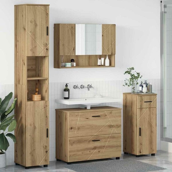 VidaXL Fürdőszoba bútor szett 4 db Artisan tölgy 35 x 30 x 192 cm