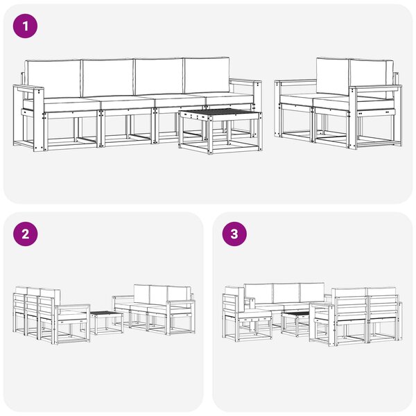 VidaXL Kültéri kanapé szett 7 pcs Fehér és Világosszürke