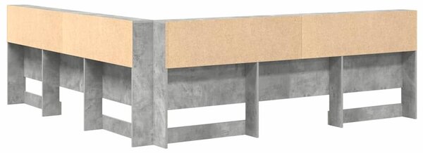 VidaXL Tároló fejtámla polcokkal tárolóval Beton szürke 200 cm Faanyag