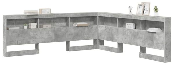 VidaXL Tároló fejtámla polcokkal tárolóval Beton szürke 200 cm Faanyag