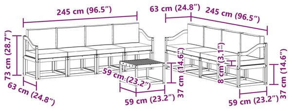 VidaXL Kültéri kanapé szett 9 pcs Fehér és Világosszürke