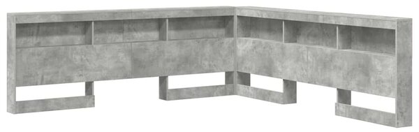 VidaXL Tároló fejtámla polcokkal tárolóval Beton szürke 200 cm Faanyag