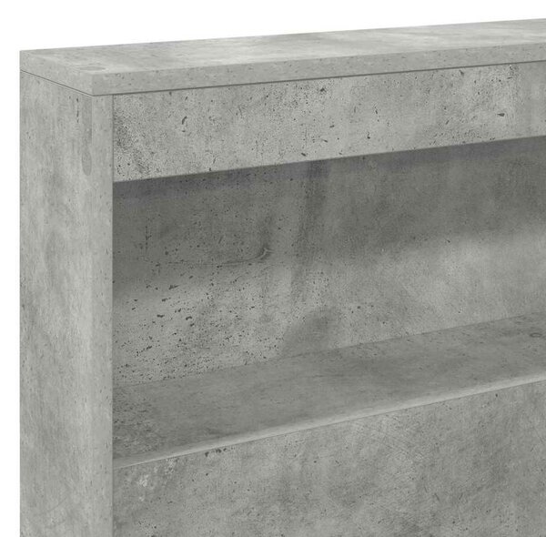 VidaXL Tároló fejtámla polcokkal tárolóval Beton szürke 200 cm Faanyag