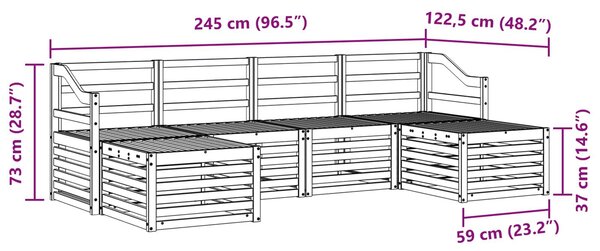 VidaXL Ülőgarnitúrák 6 pcs Fehér Tömör Akácfa