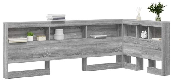 VidaXL Tároló fejtámla polcokkal tárolóval Szürke sonoma 90 cm Faanyag