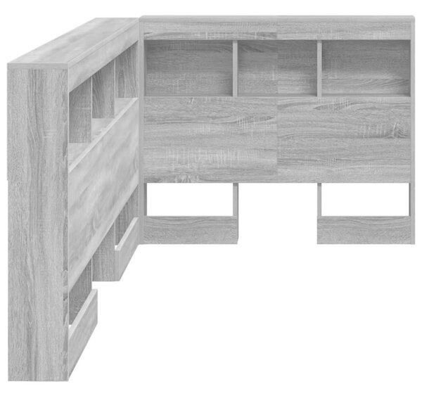 VidaXL Tároló fejtámla polcokkal tárolóval Szürke sonoma 90 cm Faanyag