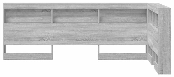 VidaXL Tároló fejtámla polcokkal tárolóval Szürke sonoma 90 cm Faanyag