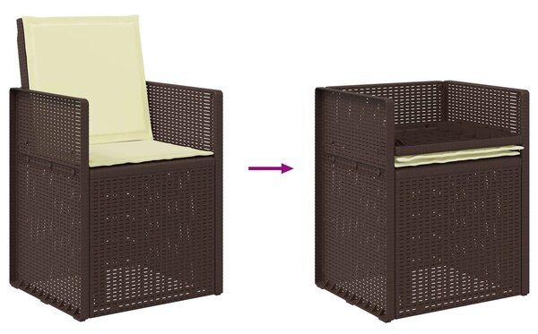 VidaXL Kert étkező szett párnával 7 pcs Barna és Krém színű PP