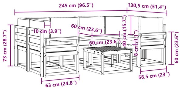 VidaXL Kültéri kanapé szett párnával 7 pcs Fehér és Krém színű