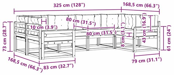 VidaXL Kültéri kanapé szett párnával 6 pcs Természetes és bézs