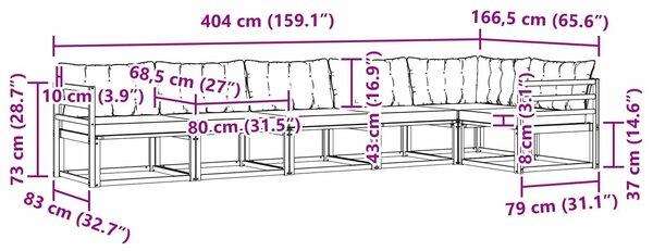VidaXL Kültéri kanapé szett párnával 6 pcs Fehér és Világosszürke