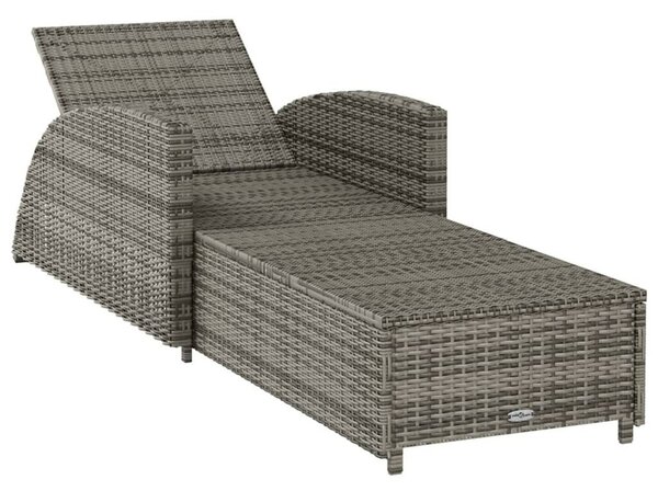 Szürke polyrattan napozóágy sötétszürke párnával