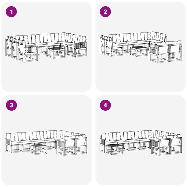 VidaXL Kültéri kanapé szett párnával 10 pcs Fehér és Világosszürke