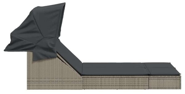 VidaXL Dupla Napozóágy - Polyrattan - Szürke - 200x100cm