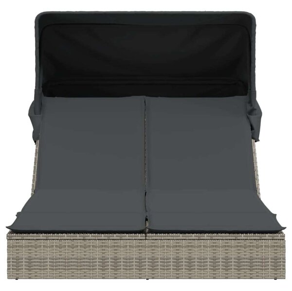 VidaXL Dupla Napozóágy - Polyrattan - Szürke - 200x100cm