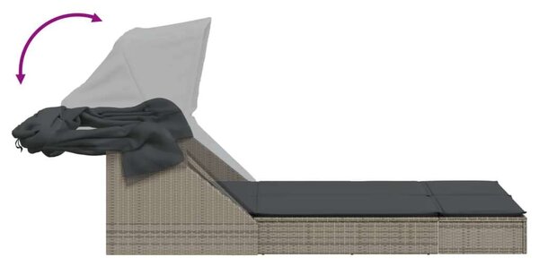 VidaXL Dupla Napozóágy - Polyrattan - Szürke - 200x100cm