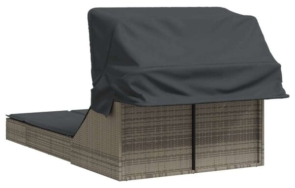 VidaXL Dupla Napozóágy - Polyrattan - Szürke - 200x100cm