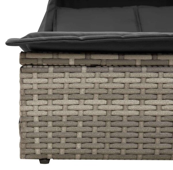 VidaXL Dupla Napozóágy - Polyrattan - Szürke - 200x100cm