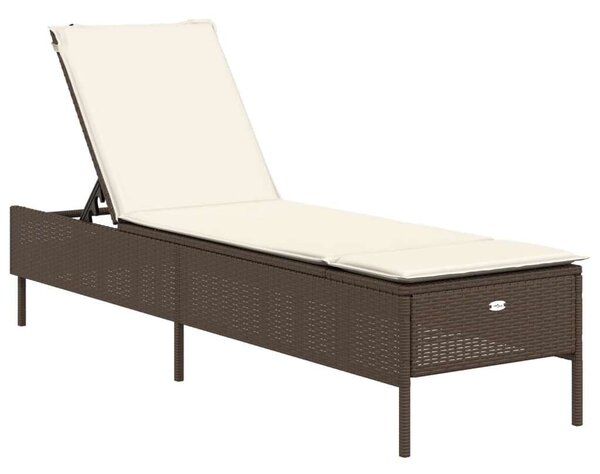 VidaXL Napozóágy Szett - 2 db, Barna Polyrattan