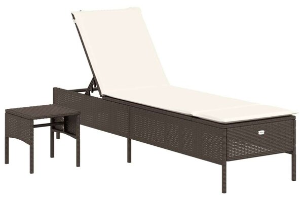 VidaXL Napozóágy Szett - 2 db, Barna Polyrattan