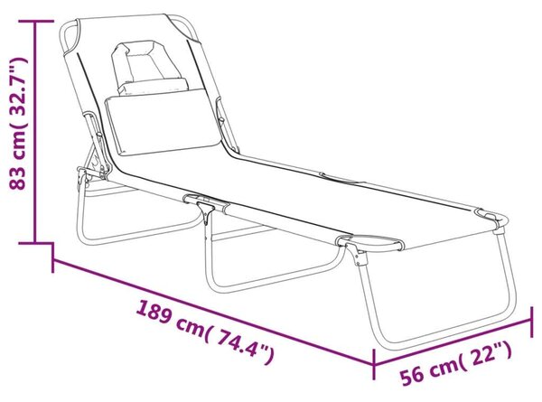 VidaXL Összecsukható Napozóágy - Szürke - 189cm