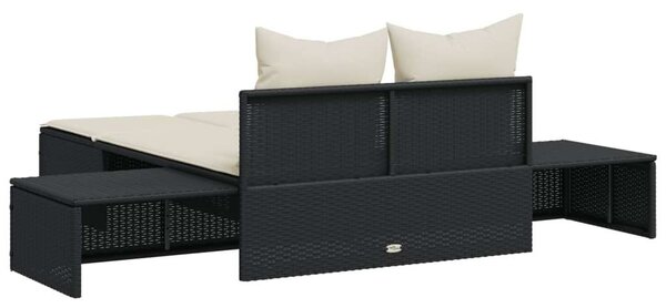 VidaXL Dupla Napozóágy - Fekete Polyrattan - 162cm