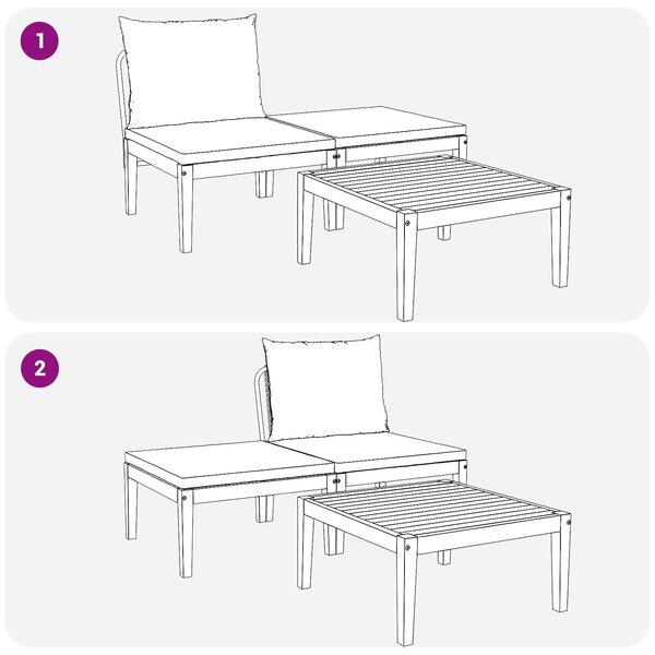 VidaXL 3 pcs Hálószoba szett Tömör Akácfa Természetes