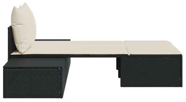 VidaXL Dupla Napozóágy - Fekete Polyrattan - 162cm