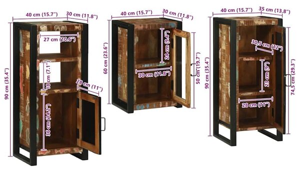 VidaXL Fürdőszoba bútor szett 3 pcs Szilárd újrahasznosított fa