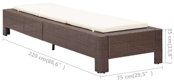 VidaXL barna polyrattan napozóágy párnával