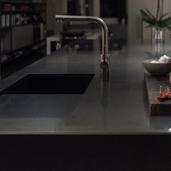 SINK Quality Mosogató Quality Crypton 55, konyhai gránit mosogató 460x375x205 mm + fekete szifon, fehér, SKQ-CRY.W.1KBO.55.XB