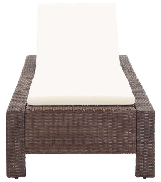 VidaXL barna polyrattan napozóágy párnával