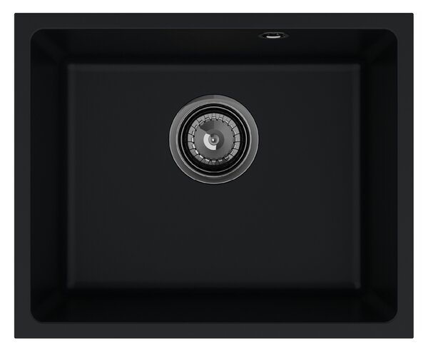 SINK Quality Mosogató minőségi Crypton 55, gránit konyhai mosogató 460x375x205 mm + fekete szifon, fekete, SKQ-CRY.C.1KBO.55.XB
