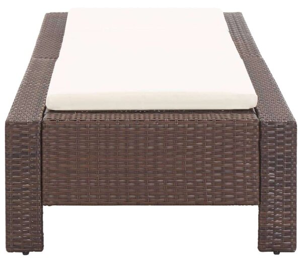 VidaXL barna polyrattan napozóágy párnával