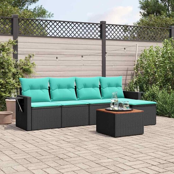 VidaXL 6 db fekete polyrattan kerti kanapégarnitúra párnákkal
