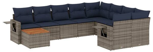 VidaXL 10 db szürke polyrattan kerti kanapégarnitúra párnákkal