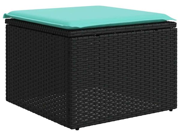 VidaXL 9 db fekete polyrattan kerti kanapégarnitúra párnákkal