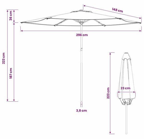 VidaXL Kerti napernyő 300 x 300 cm Poliészter Négyszögletes