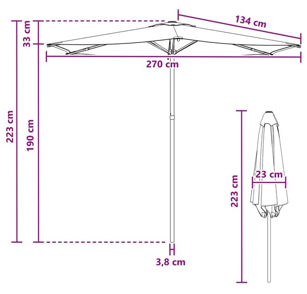 VidaXL Kerti napernyő 270 x 270 cm Poliészter Négyszögletes Fekete