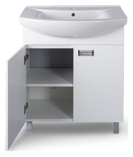Viva SZQUARE 65 lábon álló fürdőszobabútor Sanovit ZENON 6065 porcelán mosdóval 65 x 47 cm