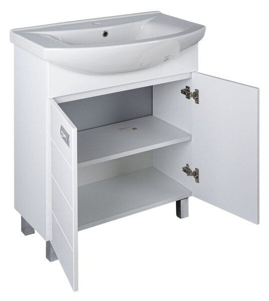 Viva SZQUARE 65 lábon álló fürdőszobabútor Sanovit ZENON 6065 porcelán mosdóval 65 x 47 cm