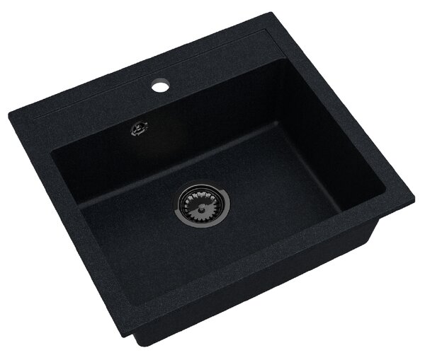 SINK Quality Mosogató Quality Ferrum, konyhai gránit mosogató 565x510x205 mm + fekete szifon, fekete foltos-Brocade, SKQ-FER.B.1K60.XB