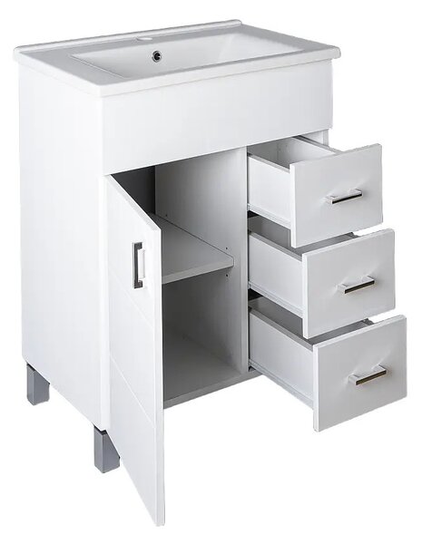VivaStyle KARINA 65 lábon álló fürdőszobabútor 3 fiókos Sanovit ATRIA 9065 mosdóval 65 x 45,5 cm
